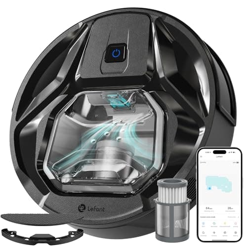 LEFANT M320 Robot Aspirapolvere,Forte Aspirazione da 6000Pa,Autonomia 210 Minuti, Super Sottile, Silenzioso, Auto-Ricaricabile, Ideale per Pavimenti Duri, Peli di Animali, Nero