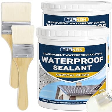 TUFINEIN Sigillante Isolante Impermeabile, 2KG Trasparente Sigillante Impermeabile Liquido, Interno ed Esterno Colla Impermeabile, Impermeabilizzante Trasparente Guarnizione di Perdite