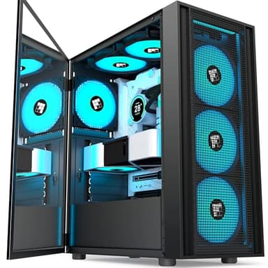 FOIFKIN Case PC – 4 PWM ARGB ventola preinstallata, ATX Mid-Tower Gaming PC, K11, Nero