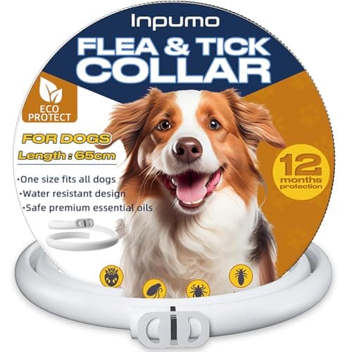 Collare Antiparassitario per Cani, 12 Mesi Protezione Regolabile Collare Antipulci Cane, Collare Antipulci per Cani con Oli Essenziali 100% Naturali Regolabile per Tutte le Taglie