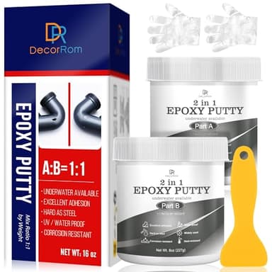 Stucco Epossidico - 450g Kit Riparazione Piscina Epoxy Bicomponente, Sott'acqua o Sopra, Riparazione Perdite, Crepe, Riempimento, Scultura - Mastice Colla Epossidica per Metallo, Ceramica (Grigio)