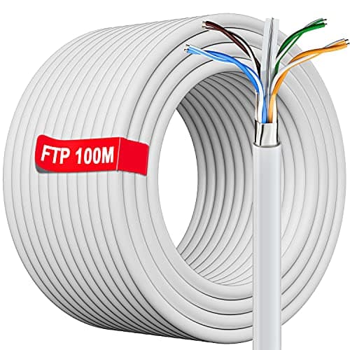 Cavo Ethernet 100 metri Schermato, Cavo Rete da esterno interno Impermeabile| FTP AWG23 Gigabit| RJ45 Cat 6 100m Cavo Lan Alta Velocità, Anti-jamming di Installazione per Router Switch
