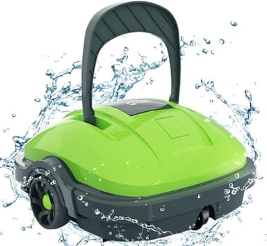 WYBOT Robot pulitore Cordless, aspirapolvere Automatico per Piscina Che Dura 50-60 Minuti, per Piscine Fuori Terra e Piscine interrate a Fondo Piatto, Doppio Motore, Fino a 525 Metri Quadri, Verde