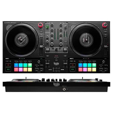 HERCULES DJControl Inpulse T7, Consolle per DJ, 2 piatti motorizzati, Replica disco in vinile separato, Software incluso Serato DJ Lite e DJUCED