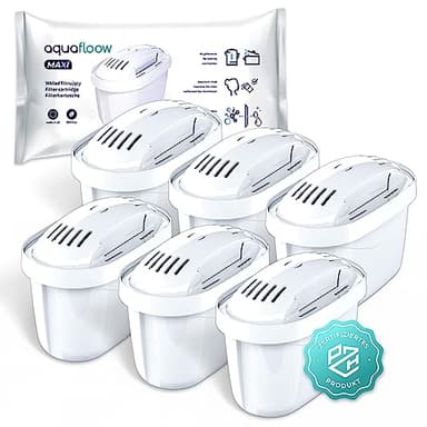 Aquafloow Maxi Set Di 6x Cartucce Filtranti Per Acqua | Adatto A Tutte Le Caraffe Dafi Unimax Aquaphor A5 Brita Maxtra+ Philips AWP212/10