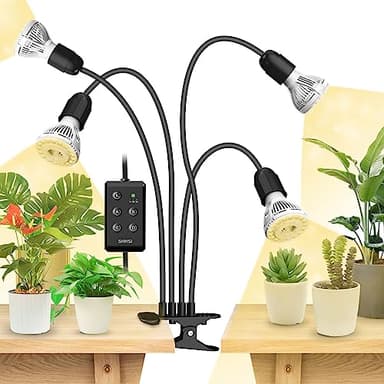 SANSI Lampada a LED per piante da interno, 40W (equivalenti a 600W) spettro completo 4 clip a collo di cigno con timer 4/8/12 ore, lampada di crescita con alta PPFD per giardino, serra