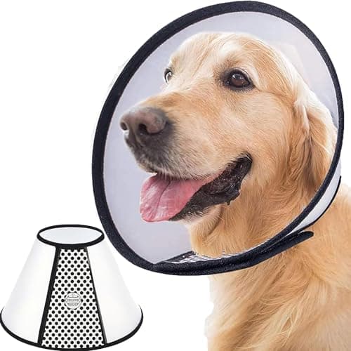 SUQ Collari Protettivi, Collare Protettivo in Plastica Copri Collo, Sicurezza Anti-Morso per Cane di Taglia Grande, Fare Il Bagno, Tagliare Le Unghie, Circonferenza del Collo (42-47cm, 100 libbre+)