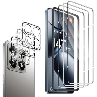 Wayneer Vetro Temperato per Xiaomi 14T Pro Con Strumenti di Installazione, [3+3 Pezzi] Vetro Protettivo Pellicola Fotocamera, Anti Graffio Durezza 9H Protezione Schermo Pellicola Protettiva