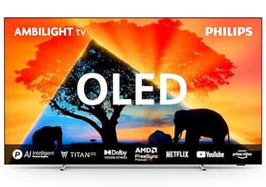Philips Ambilight 65OLED769 4K OLED Smart TV - Display 65’’ con P5 AI Perfect Picture Ultra HD, Titan OS TV, Dolby Vision e Dolby Atmos Sound, Funziona con Alexa e Google Assistant - Cornice metallica