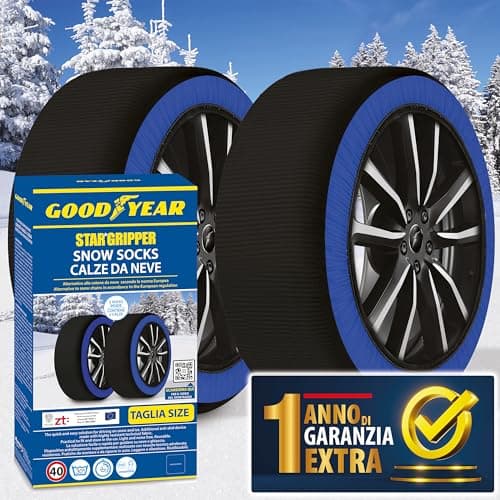 Goodyear Calze da Neve Star Gripper Omologate Italia EN 16662-1:2020 Due Catene da Neve in Tessuto per Auto. Snow Sock Taglia L