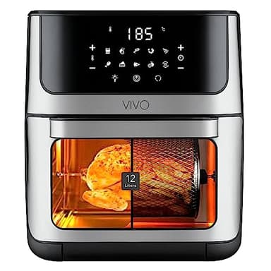 CLASSE ITALY | Friggitrice ad Aria Calda 12 Litri, 4 in 1, Friggitrice Forno Essiccatore Girarrosto, 10 Programmi, Display Touch, Tempo Cottura e Temperatura Regolabili, senza BPA e PFOA, 1800W
