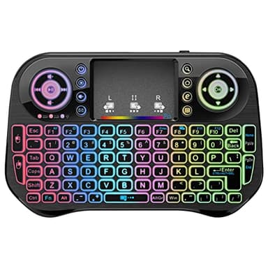 LONGYI i10 Mini Tastiera Wireless, Smart TV Tastiera Mini Wireless Retroilluminata con Mouse Touchpad, Bluetooth e 2.4GHz USB Tastiera per Android TV Box/HTPC/PC/Pad/Notebook/Projector