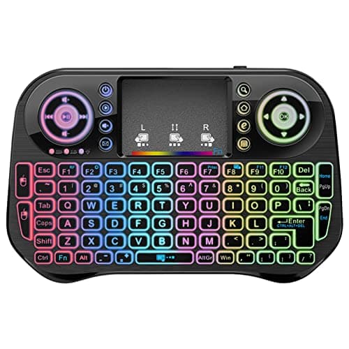 LONGYI i10 Mini Tastiera Wireless, Smart TV Tastiera Mini Wireless Retroilluminata con Mouse Touchpad, Bluetooth e 2.4GHz USB Tastiera per Android TV Box/HTPC/PC/Pad/Notebook/Projector