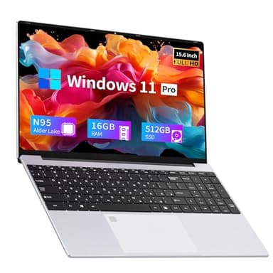 Wexultor PC Portatile 16GB RAM 512GB SSD, 15.6 Pollici Notebook con N95 CPU, Windows 11 Laptop 180°Flip FHD Schermo, Sblocco Impronta Digitale+Tastiera Retroilluminata, Portatile con BT4.2+WiFi