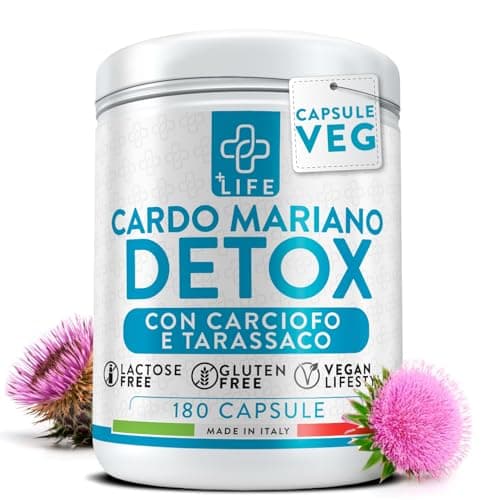 Cardo Mariano Tarassaco E Carciofo 180 Capsule PiuLife® 2 Al Giorno, 400mg Silimarina Per Dose, Detox Fegato E Intestino, Estratto Di Carciofo Depurativo, Con Zinco Antiossidante Forte