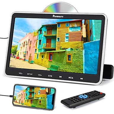 NAVISKAUTO Lettore DVD da Poggiatesta per Auto da 10,1" Supporta HDMI/Regione free/USB/SD/AV-in/AV-out/cavo AUX, 18 Mesi di Garanzia