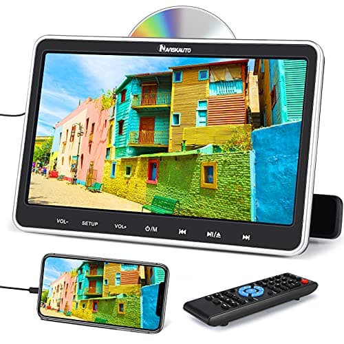NAVISKAUTO Lettore DVD da Poggiatesta per Auto da 10,1" Supporta HDMI/Regione free/USB/SD/AV-in/AV-out/cavo AUX, 18 Mesi di Garanzia