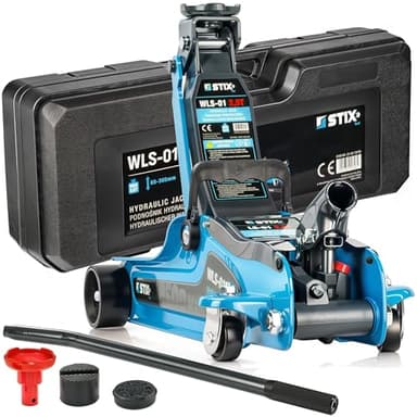 Cric idraulico 2,5T in valigia - Sollevatore auto idraulico WLS-01 con profilo basso 85 mm, altezza max 365 mm, ideale per auto sportive e SUV