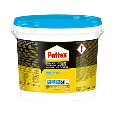 Pattex Vinilica Idroresistente, Colla per Legno resistente all'acqua, Adesivo acetovinilico per Montaggi, Assemblaggi e Laminature in ambienti umidi e caldi, 5 kg