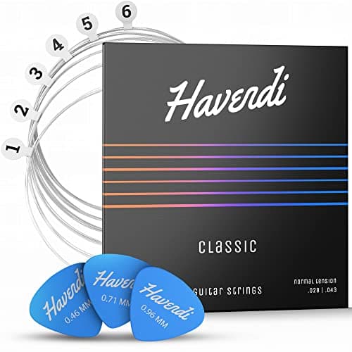 HAVENDI® - Corde per chitarra da concerto in nylon, per chitarra classica rivestita in argento (set da 6 corde, con 3 plettri