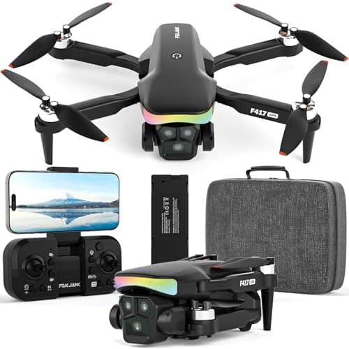 F417 GPS Drone con telecamera 4K per adulto bambini,LED RGB obiettivo elettrico regolabile 90°,GPS Drone professionale 5GHz WiFi Live video,RC FPV drone ritorno automatico,Seguimi,Borsetta,sotto 250g