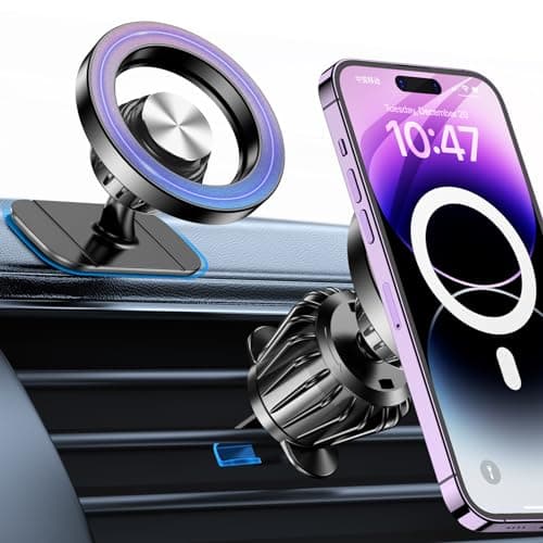 Coolpow Porta Cellulare Auto per MagSafe [20 Potenti Magneti] 360° Rotazione, Gancio Metallico, Cellulare per Auto Magnetico Compatibile con iPhone Huawei Smartphones