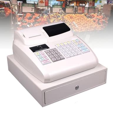 Cashwise Registratore di Cassa con Sistema POS, registratore di Cassa elettronico Commerciale a 48 Tasti con Display LED Digitale rivolto al cliente, registratore di Cassa Multifunzione per aziende