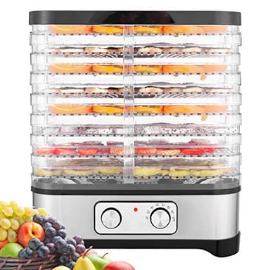 Essiccatore alimentare, Essiccatore frutta e verdura, Temperatura Regolabile da 35-70℃, Essiccatori per alimenti, 8 Pallet, 400W