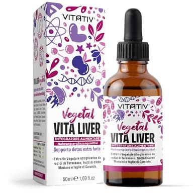 Vita Liver Detox Fegato e Intestino | Depurativo, Drenante, Antiossidante, Migliora la Digestione con Cardo Mariano, Carciofo e Tarassaco | VITATIV 50ml