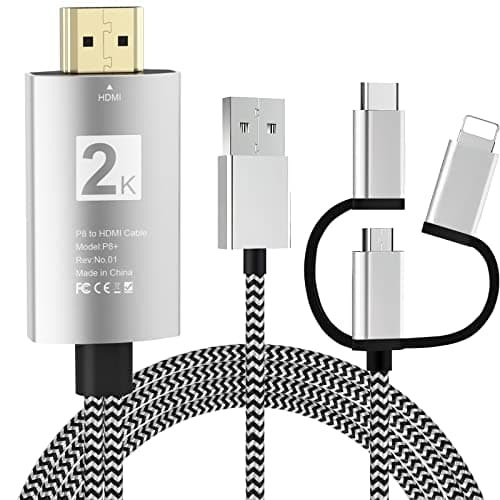 Ozvavzk Cavo Phone a HDMI 3 in 1 Adattatore Multiporta Type C Micro USB MHL Connettore 2K per Android Huawei Samsung Xiaomi Smartphone Cellulare alla TV Monitor Proiettore