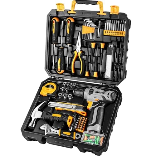 DEKO Cassetta Attrezzi Completa con Trapano Avvitatore Batteria 8V, 126 Pezzi Valigetta con Set Completo di Punte