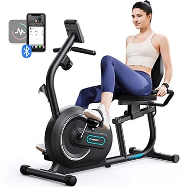 MERACH Cyclette da Casa Magnetica, Recumbent Ergometro con 8 Livelli di Resistenza Regolabili, Display LCD e Sensori di Frequenza Cardiaca, Ideale per Allenamento Riabilitativo, Capacità Massima 136kg