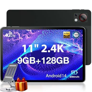 DOOGEE T30SE Android 14 Tablet 11 Pollici, 9GB RAM + 128GB ROM(TF 1TB) 2.4K Tablet PC, 8580mAh 4G LTE +5G WiFi Tablet con Sim, TÜV SÜD 13MP+5MP Octa-Core, OTG Widevine L1 Nero