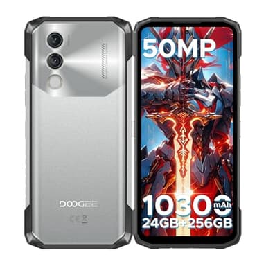 DOOGEE Blade10 Power Rugged Smartphone, 24(6+18) GB+256GB, 10300mAh, Smartphone Rugged 90Hz 6.6” HD+ IPS, Octa Core Android 14, 50MP+8MP, Triple Card Slot, Fingerprint ID/Face Unlock/NFC/OTG, Argento