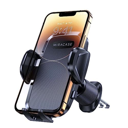 Miracase Supporto per Telefono Auto [Doppio Gancio Metallico] Stabile e Robusto Regolabile a 360 Gradi, Porta Cellulare per Presa D'aria Automobile per Smartphone Universale