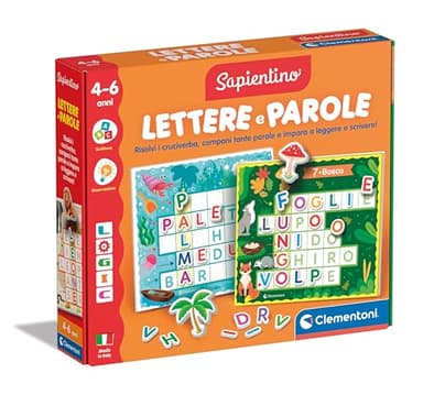 Clementoni Sapientino - Logic Lettere e Parole, Gioco Educativo Bambini 4-6 Anni con Cruciverba per Imparare a Leggere e Scrivere, Made in Italy, Lingua Italiana, 16872