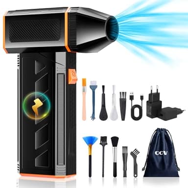 CCV Aria Compressa Elettrica - 130000RPM Spolverino ad aria compressa la pulizia di tastiera e PC 3 ingranaggi regolabile Cordless Jet Dry Blower soffiatore d'aria per auto e casa