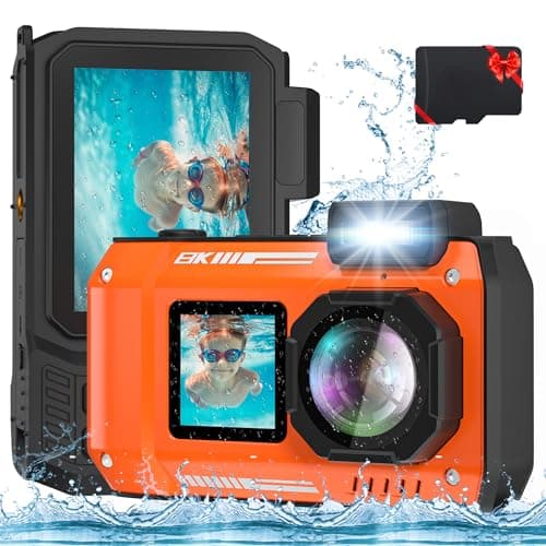 Fotocamera subacquea 8K 70MP aggiornata con scheda 32G, fotocamera impermeabile da 33 m, robusta antipolvere antiurto per snorkeling, fotocamera digitale selfie per immersioni, fotocamera subacquea a