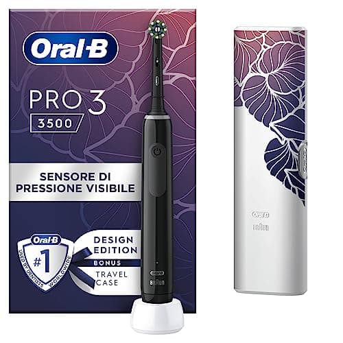 Oral-B Spazzolino Elettrico Ricaricabile Pro 3 3500 Nero, 1 Testina, 1 Custodia Da Viaggio. 1 Spazzolino