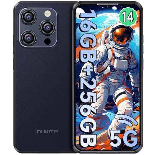 OUKITEL WP52 5G Rugged Smartphone 2024-16 GB + 256 GB Android 14 Telefono Indistruttibile 6.58" FHD+ MTK 6100+ Telefono Rugged Impermeabile 6500mAh/18W - 48MP+8MP Dual SIM/IP68/NFC/OTG/GPS Blu
