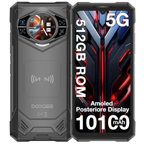 DOOGEE S200 X Rugged Smartphone 5G, 32GB+512GB, 1.32" Rear Display, 10100mAh, 6.72" FHD+ 120Hz Smartphone Rugged Android 14, MTK Dimensity 7050 Octa Core,100MP+20MP/WIFI6/NFC/BT5.2/GPS - Nero