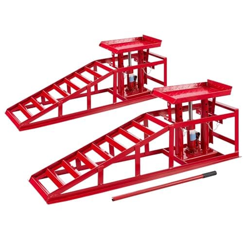 Arebos 2x Rampa Sollevamento per Auto Veicolo | 2T Jack | Martinetto Idraulico Regolabile