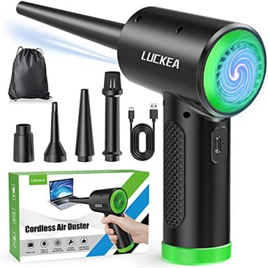 Aria Compressa Elettrico Rimuovi Polvere - 3 Velocità Air Duster Mini Soffiatore a Batteria 6000 mAh, 5 Ugello di Soffiaggio, Pulizia PC Tastiera Auto, Alternativa Allo Bomboletta Aria Compressa Spray