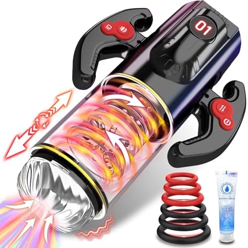 Masturbtore per Uomini Sex Toys Uomo - Masturvatore per Uomo Automatico LED Con 9 Modalità di Suzione & Telescopico & Rotante,Masturbatori Maschili con Manico,Masturbtore per Pene Sexytoysys Uomo.