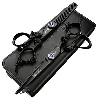 6 pollici professionale tagliacapelli 440c ad alta durezza parrucchiere salone di bellezza tagliacapelli, specializzato per parrucchieri. (nero scissors set)
