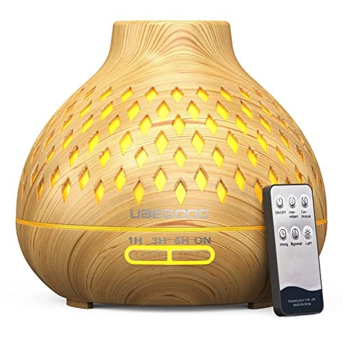 UBEGOOD Diffusore di Oli Essenziali, 400ML Diffusore di Aromi Ultrasuoni Umidificatore Atomizzatore Elettrico con 4 Impostazioni Timer e 7 Colori LED per Yoga, Spa, Camera da Letto, Soggiorno