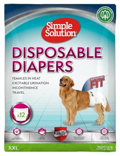 Simple Solution Nuovi ‘True Fit’ Pannolini Monuso per Cani Femmina con Idicatore di Bagnato XXL – 12 pezzi