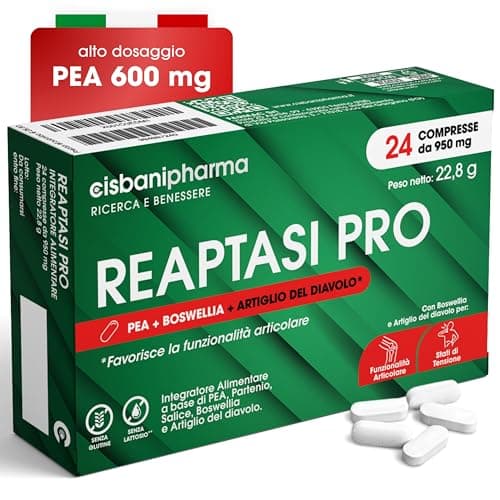 CISBANI PHARMA Reaptasi Pro, Integratore Articolazioni, Favorisce la Normale Funzionalità Articolare, con PEA, Artiglio del Diavolo, Boswellia e Partenio – 24 Compresse