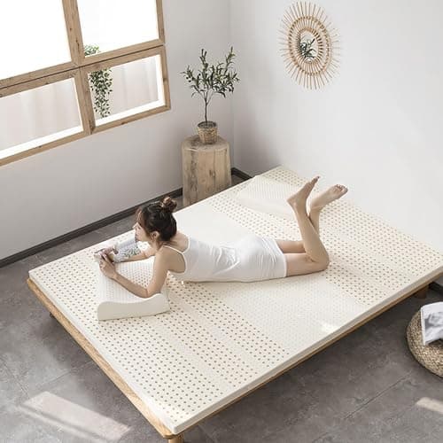 Llchaensc Materasso in Lattice Naturale al 100%, Compressione E Nessuna Deformazione, Ventilazione dei Pori A Nido d'Ape,Materasso in Lattice,1in,140x200cm(55x79in)