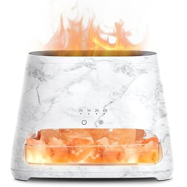 SALKING 2 in 1 diffusore di olio essenziale, Ultrasuoni Aromaterapia Diffusore con Luce a Effetto Fiamma, Umidificatore con 3 Luminosità, 100% Puro sale himalaya, 150ml